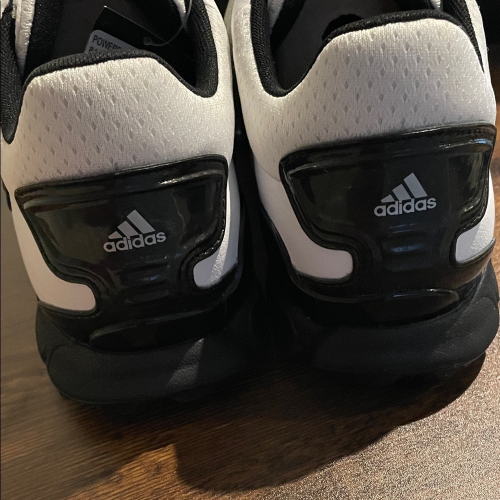 adidas Men’s White and Black Athletic Golf Shoes powerbrand NWT - Picture 3 of 9